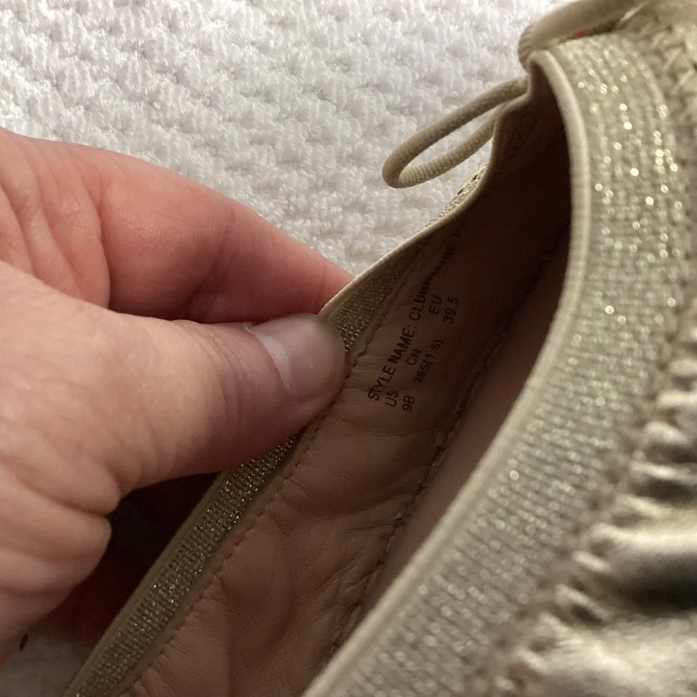 Kate‎ Spade Clubhouse Gold Espadrille Flats Flower Detail Slip On Shoes Size 9
